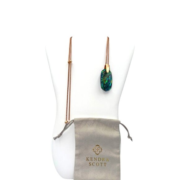 Kendra Scott Long Rose Gold Pendant Necklace 30"– Abalone Shell - Picture 6 of 8